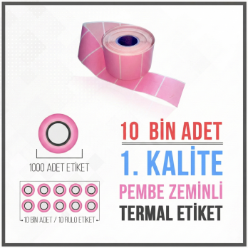 İlaçTarif Etiketi (10.000 Adet)  40mm X 60mm Pembe Zemin Etiket 